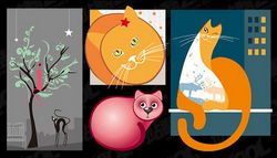 Lovely cat vector illustration material Free CDR