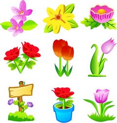 Flowers icons collection flat colorful design Free CDR