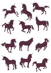 New Unicorn Silhouettes Vector Collection Free CDR