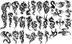 Chinese Dragons Tribal Tattoo Free CDR