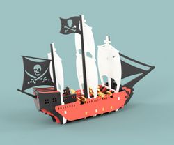 Pirate Ship Vector file for laser cutting CNC Free CDR