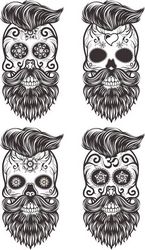 Painted Bearded Mustache Skull Free CDR