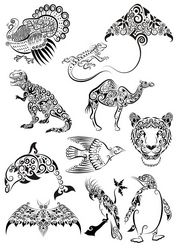 Ornament Animals Tattoo Vectors Pack Free CDR