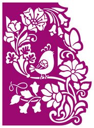 Floral panel with bird cnc router laser cutting Free CDR