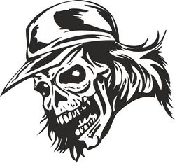 Zombie Skull with Cap Sticker Free CDR