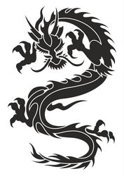 Chinese Dragon Silhouette Tattoo Tribal Free CDR