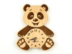 Panda Clock 3D Puzzle Laser Cut Free CDR