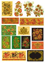 Khokhloma Traditional Russian Vector Seamless Pattern Free CDR