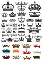 Collection of crown silhouette symbols Free CDR