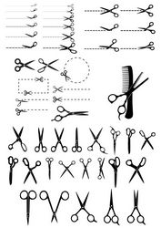 Scissors with Cut Lines Vector Illustration Free CDR