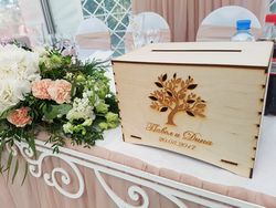 Wooden Wedding Boxes With Slot on Top Money Card Storage Free CDR