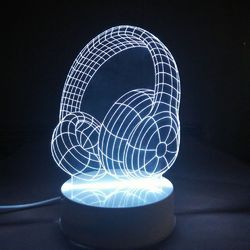 Headphones 3D LED Night Light Free CDR