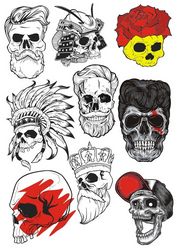 Bearded Skulls Vector Illustration Free CDR
