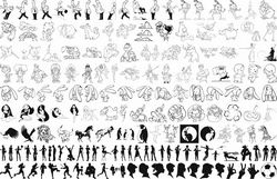 People Silhouette Line Art Free CDR