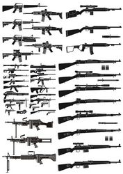 Weapons silhouettes vector pack Free CDR