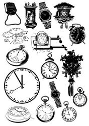Time Clock And Watch Vector Icon Set Free CDR
