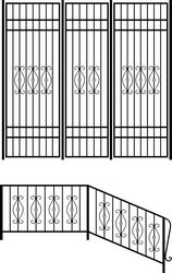 Wrought iron stair railing design Free CDR