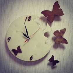 Butterfly Clock Laser Cut Free CDR