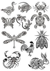 Ornament Animals Tribal Tattoo Designs Free CDR