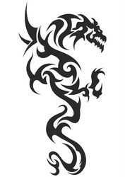 Black and white tattoo Dragon Free CDR