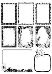 Black and white Border Frame with Floral Patterns Free CDR