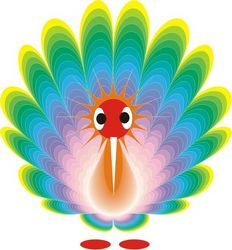 Peacock icon closeup colorful cartoon Free CDR