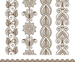 Border elements in Indian mehndi style Free CDR