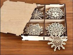 Box With Snowflakes File Download For Laser Cut Free CDR