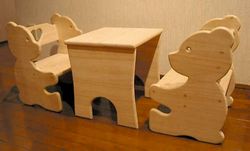 Bear Chair And Table Set For Kids Laser Cutting Cnc Router Plans File Free CDR