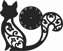 Clock With Engraved Cat For Laser Cut Cnc Free CDR