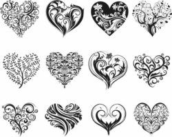 Decorative Heart Motifs For Print Or Laser Engraving Machines Free CDR