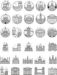 Europe City Outlined For Print Or Laser Engraving Machines Free CDR