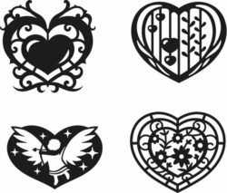 Heart Set February 14 For Laser Cut Free CDR