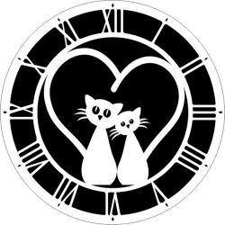 Two Cat Wall Clock For Laser Cut Cnc Free CDR