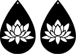 Earring Shaped Teardrop Shaped With Lotus Flower Free CDR
