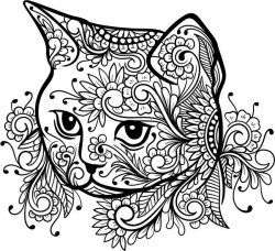 Floral Cat For Laser Engraving Machines Free CDR