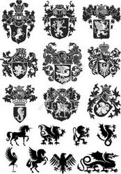 Heraldic Design Lions And Shield Free CDR