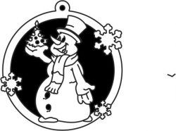Snowman Decorated Tree Download For Laser Cut Plasma Decal Free CDR