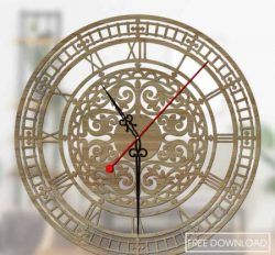Clock Roman Pattern Wall For Laser Cut Cnc Free CDR