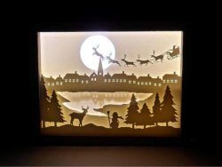 Electric Paintings Of Old Man Snow And Reindeer Herd For Laser Cut Cnc Free CDR
