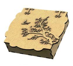 Gift Box Shaped Apricot Tree For Laser Cut Cnc Free CDR
