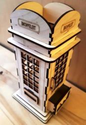 Phone Booth Pen Holder For Laser Cut Free CDR