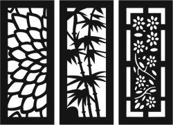 Sample Baffle Of Flowers And Bamboo For Laser Cut Cnc Free CDR