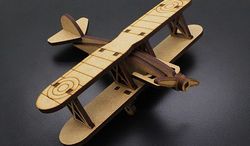Laser Cut Biplan Airplane Toy Free CDR