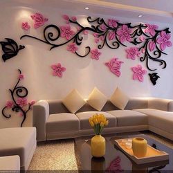 Floral Wall Decoration Design For Living Room Free CDR