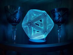 Laser Cut Icosahedron 3d Night Light Acrylic Optical Illusion Lamp Free CDR