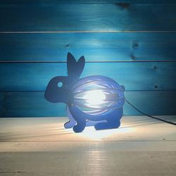 Wooden Rabbit Night Light Bunny Lamp Laser Cutting Template Free CDR