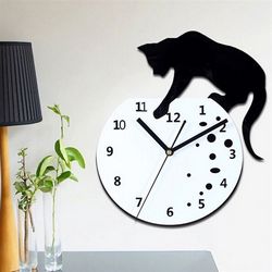 Laser Cut Cnc Naughty Cat Wall Clock Free CDR