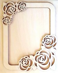 Laser Cut Cnc Photo Frame With Roses Free CDR