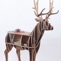 Laser Cut Cnc Wood Bookshelf Deer Shape Free CDR
